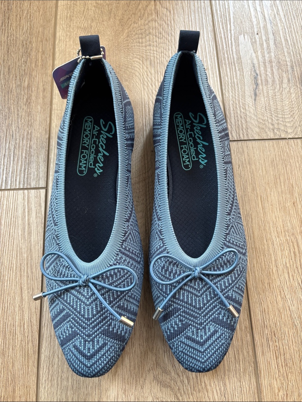 Skechers Women's Slate Blue Patterned Knit Ballet Flats